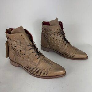 Bed Stu Loretta Womens Woven Leather Lace Up Ankle & Booties Boots Size 9.5